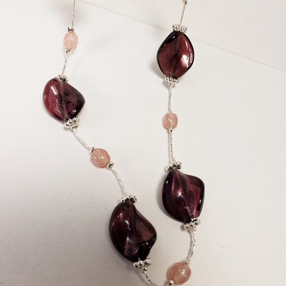 Women's Polished Silver tone Colorful Beads Necklace with Matching Drop Earrings - Picture 4 of 6